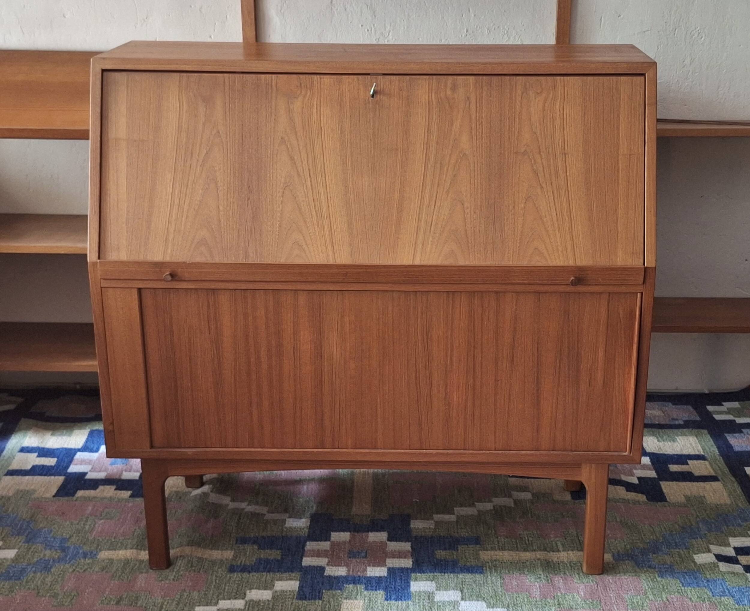 Bernhard Pedersen teak secretaire, Denmark 1960s