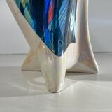 Iridescent free-form sculptural ceramic vase