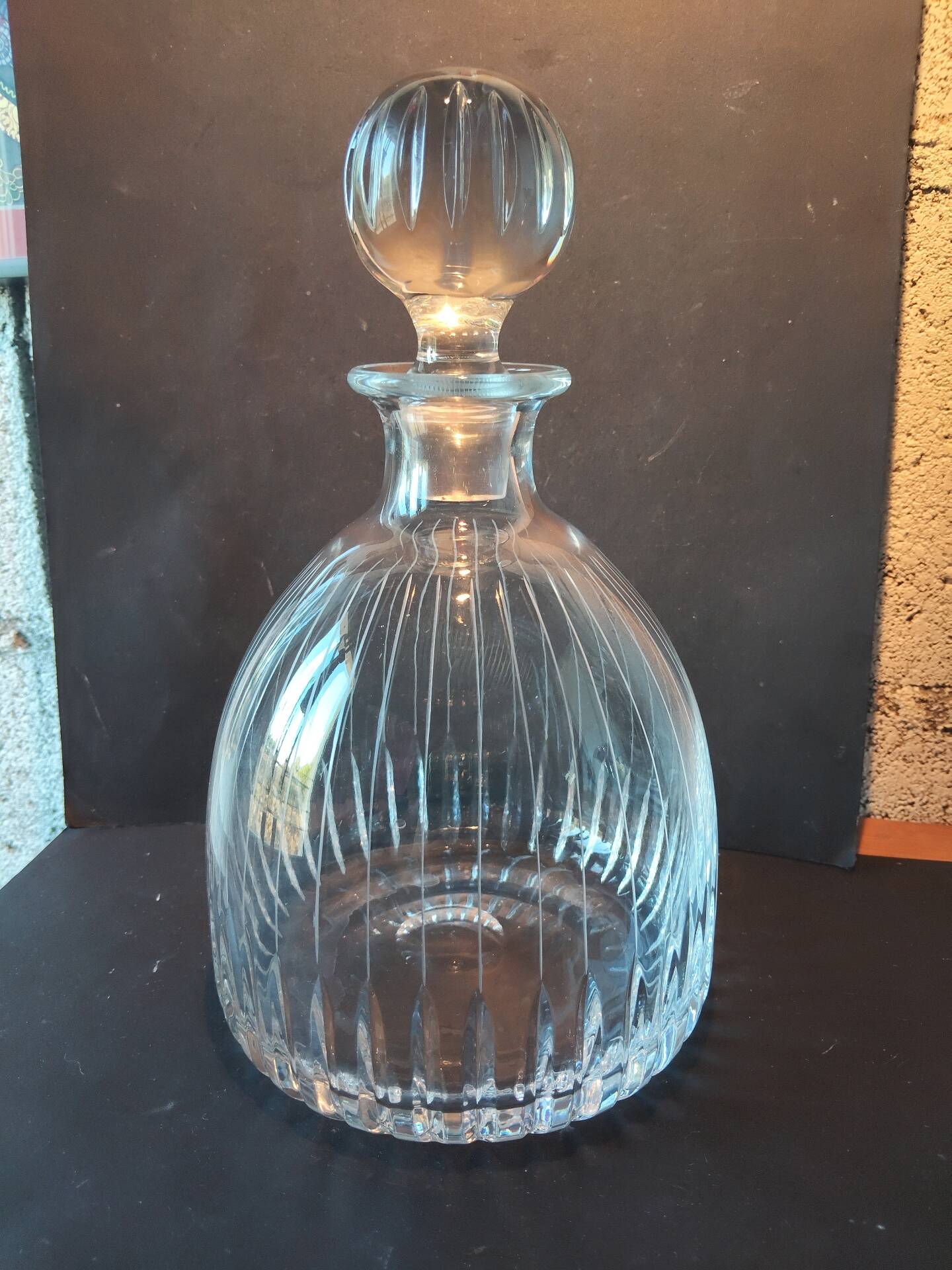 Vintage cut crystal carafe, ball stopper.