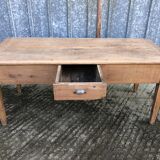 Antique solid cherry farmhouse table with 3 drawers and 1 pull out.