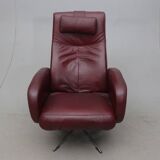 Hjort Knudsen Danish Designer Spinning Armchair – Black Leather & Chrome