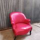 Fauteuil crapaud cuir rouge