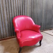 Fauteuil crapaud cuir rouge