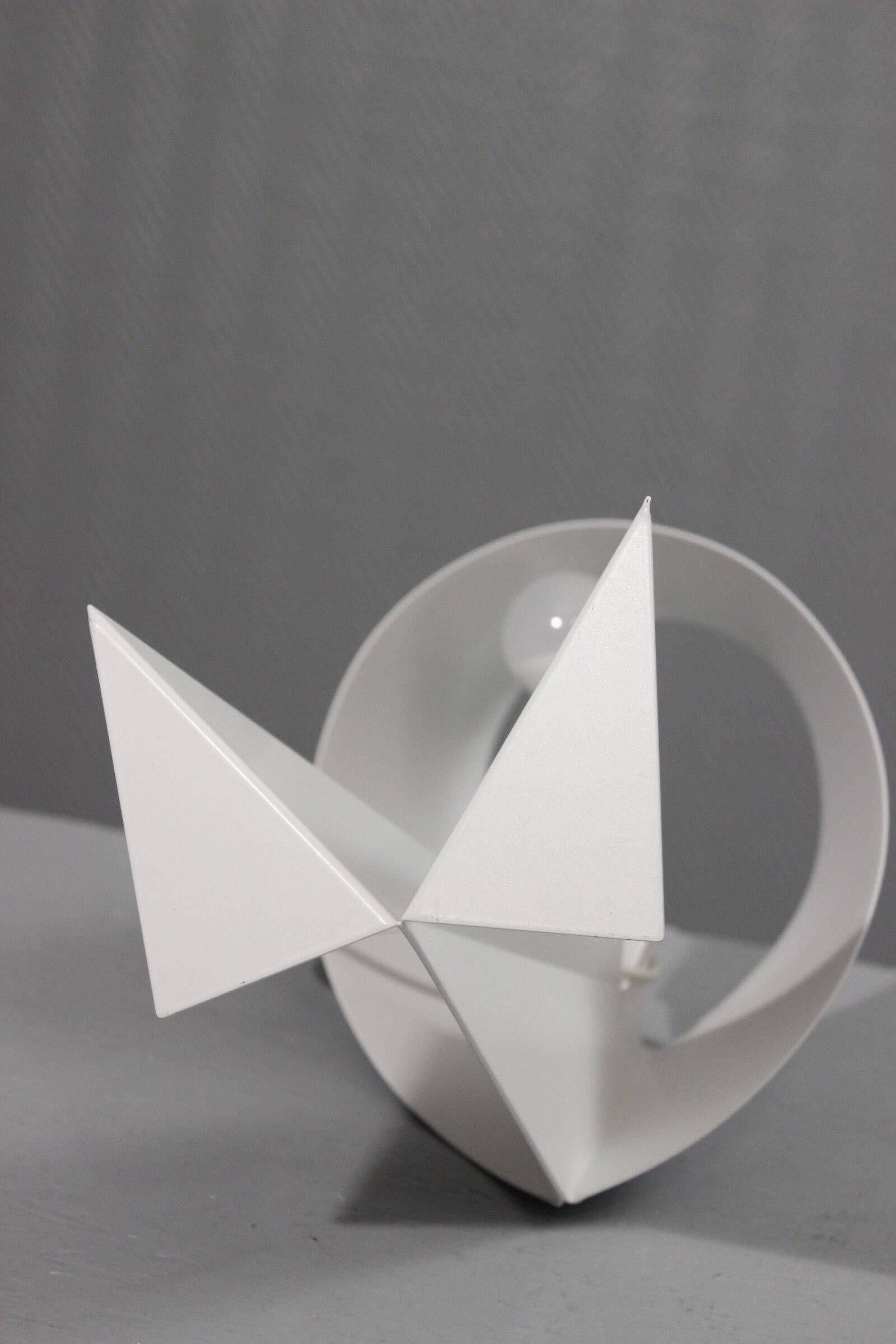 Vintage lamp "Ribbon" folded metal lacquered white design by Claire Norcross & Habi