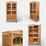 Parisian glass-fronted Art Deco wardrobe in solid raw walnut.