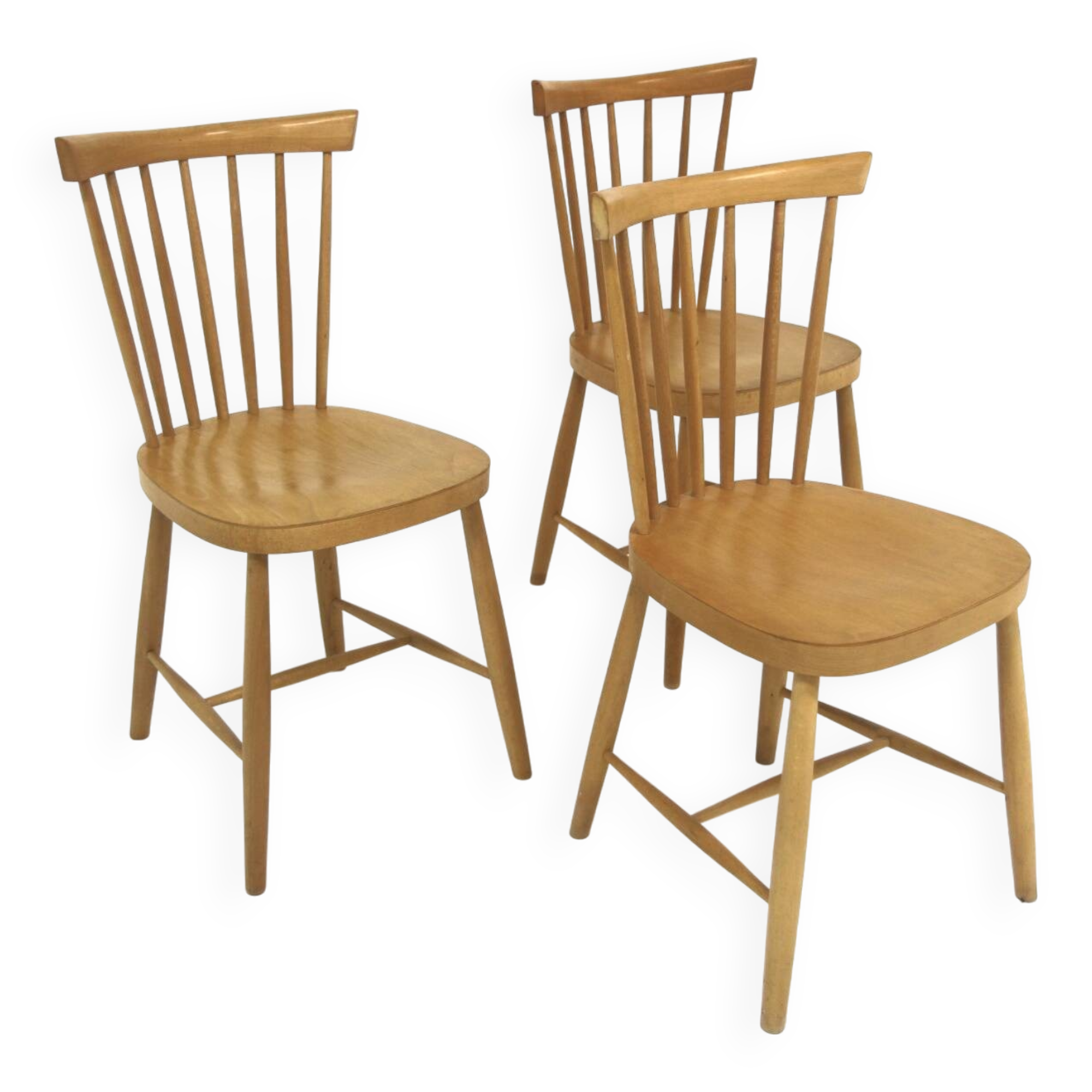 Set of 3 Scandinavian "Pinnstol" chairs, Lammhult Sweden, 1960