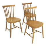 Set of 3 Scandinavian "Pinnstol" chairs, Lammhult Sweden, 1960