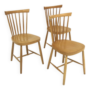 Set of 3 Scandinavian "Pinnstol" chairs, Lammhult Sweden, 1960