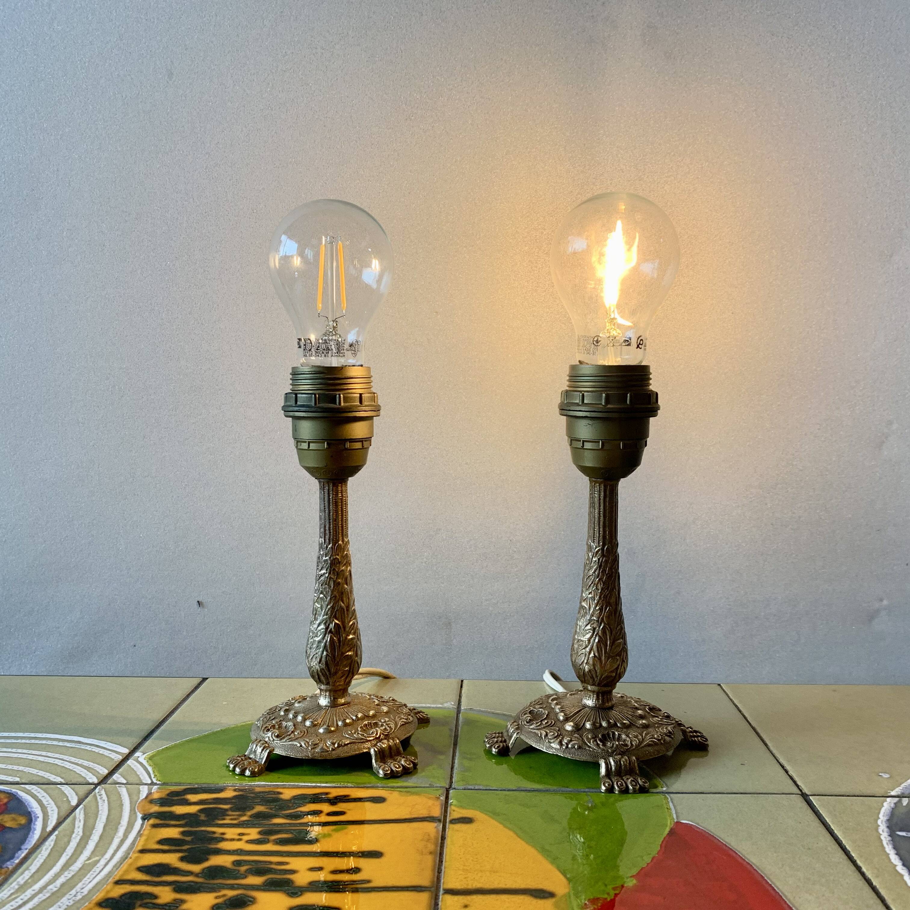 Pair of brass lamp bases - mid-century.