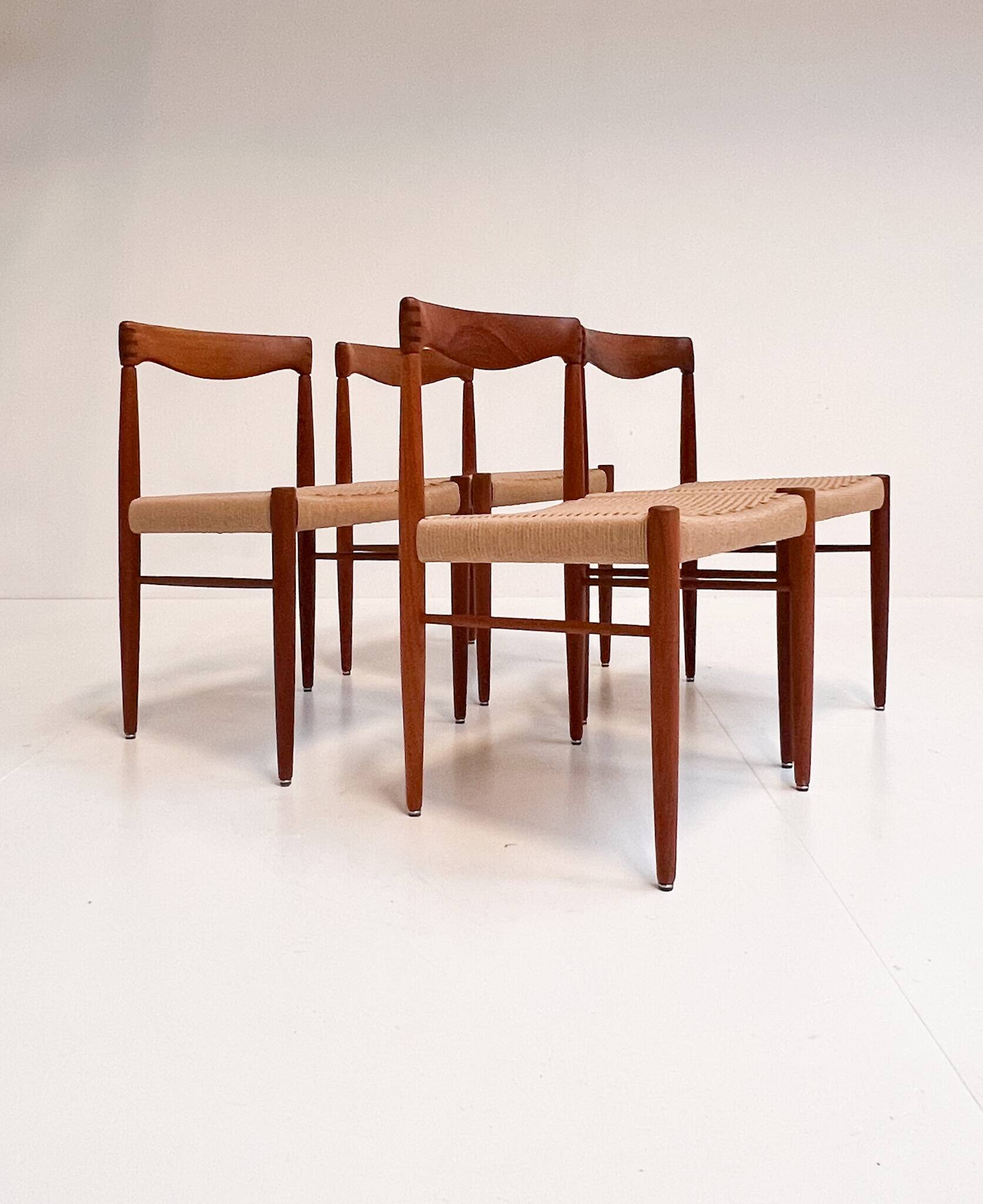 Refurbished set of 4 papercord chairs by H. Klein for Bramin, 1960s