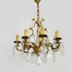 Bronze cage chandelier with glass pendants, 8 lights. tassel chandelier. 60s