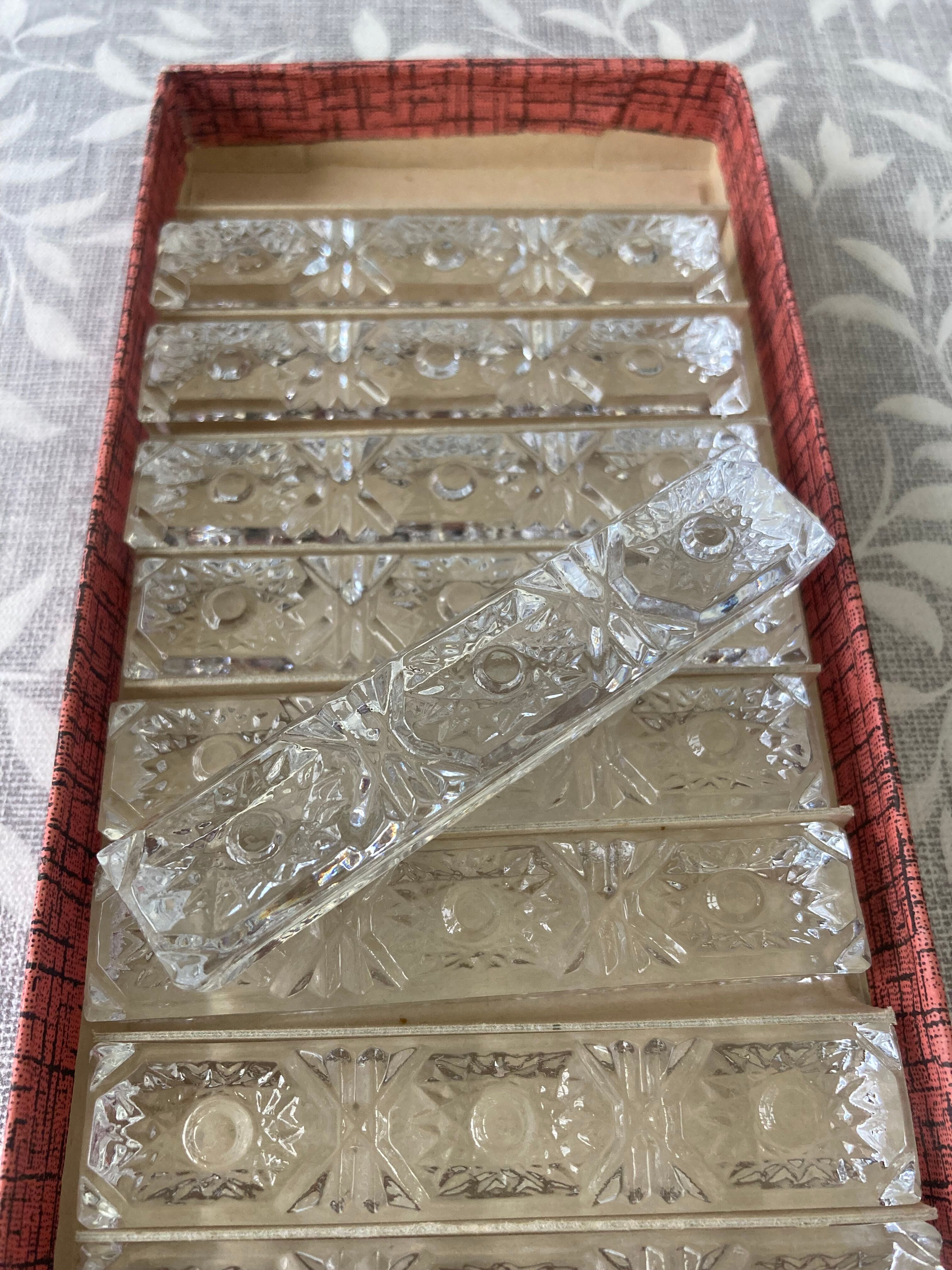 Set of 12 crystal knife holders with box