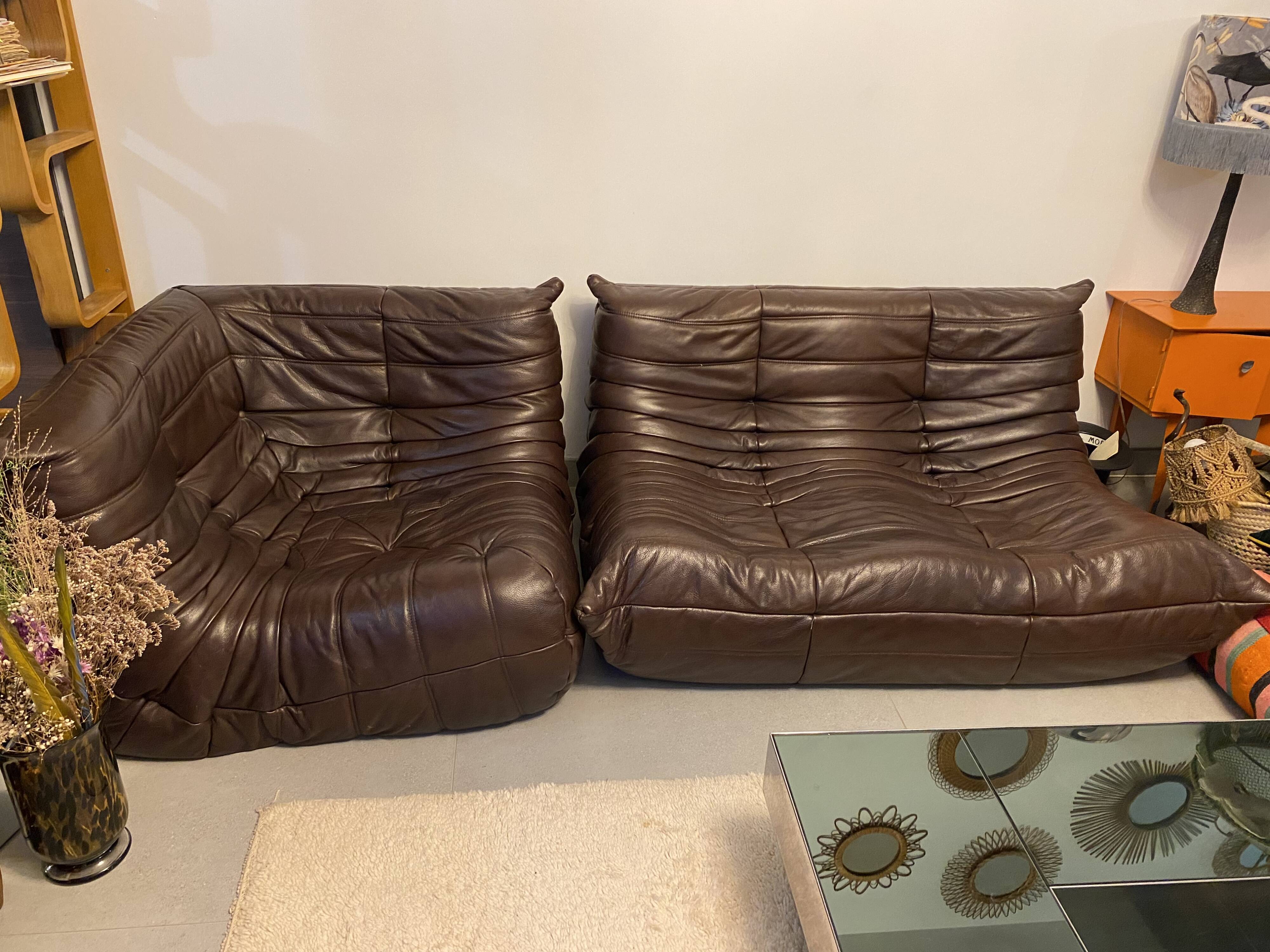 Chauffeuse cuir Togo ligne roset