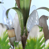 Old chandelier in painted sheet metal, tulip decorations