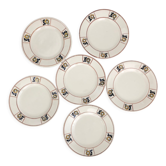 6 Terre de Fer dessert plates Salins Charbonnier