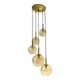 Fisher brass and amber glass pendant light 1960