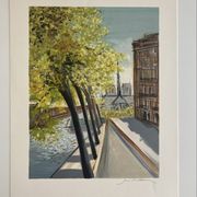 Lithograph signed by Michel Henry - The Île Saint Louis and Notre Dame