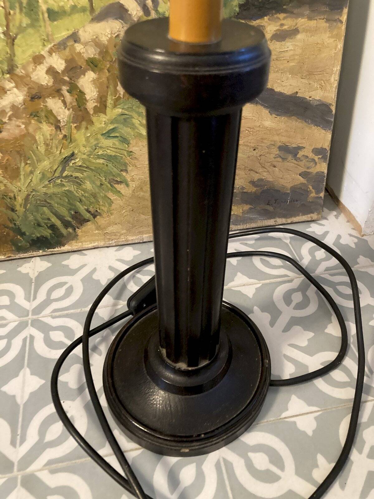 Table lamp base - Art Deco black wood