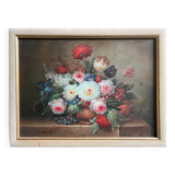 Tableau HSP "Bouquet de fleurs sur entablement" signé Ed. W. Kerling 1889-1953