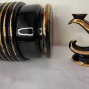 Art Deco vase and candle holder set