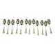 Set of 12 dessert spoons by Mappin and Webb in silver plate.
