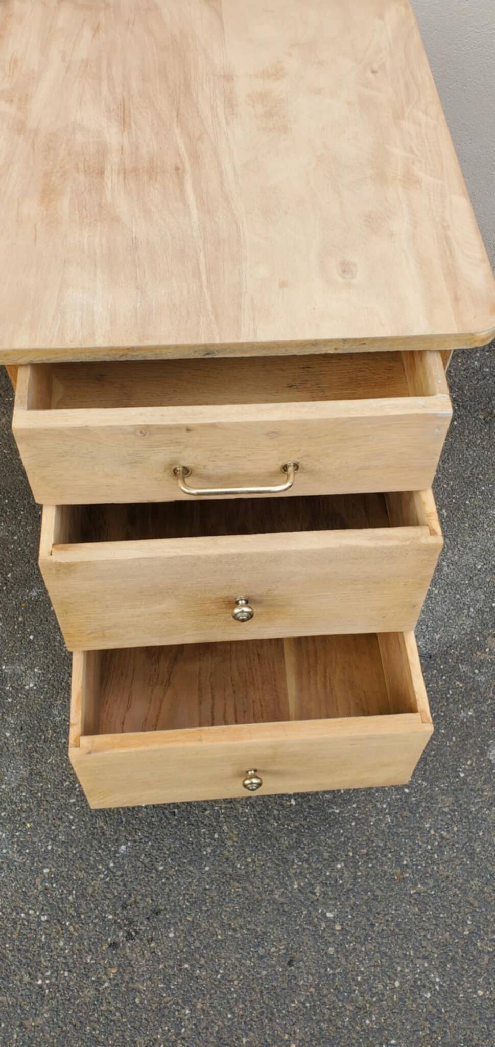 Raw wood pedestal desk, 1940-1950