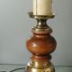 Pied de lampe en bois tourne et laiton années 70/80