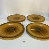 Set of 4 plates in grés Chantilly France Decor unalterable 1970