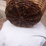 Woven wicker and hazel basket
