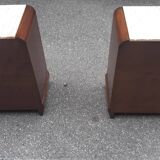 Art Deco bedside tables carved wood and marble 1930