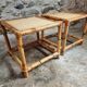 Vintage bamboo and rattan side tables – France, 1970s
