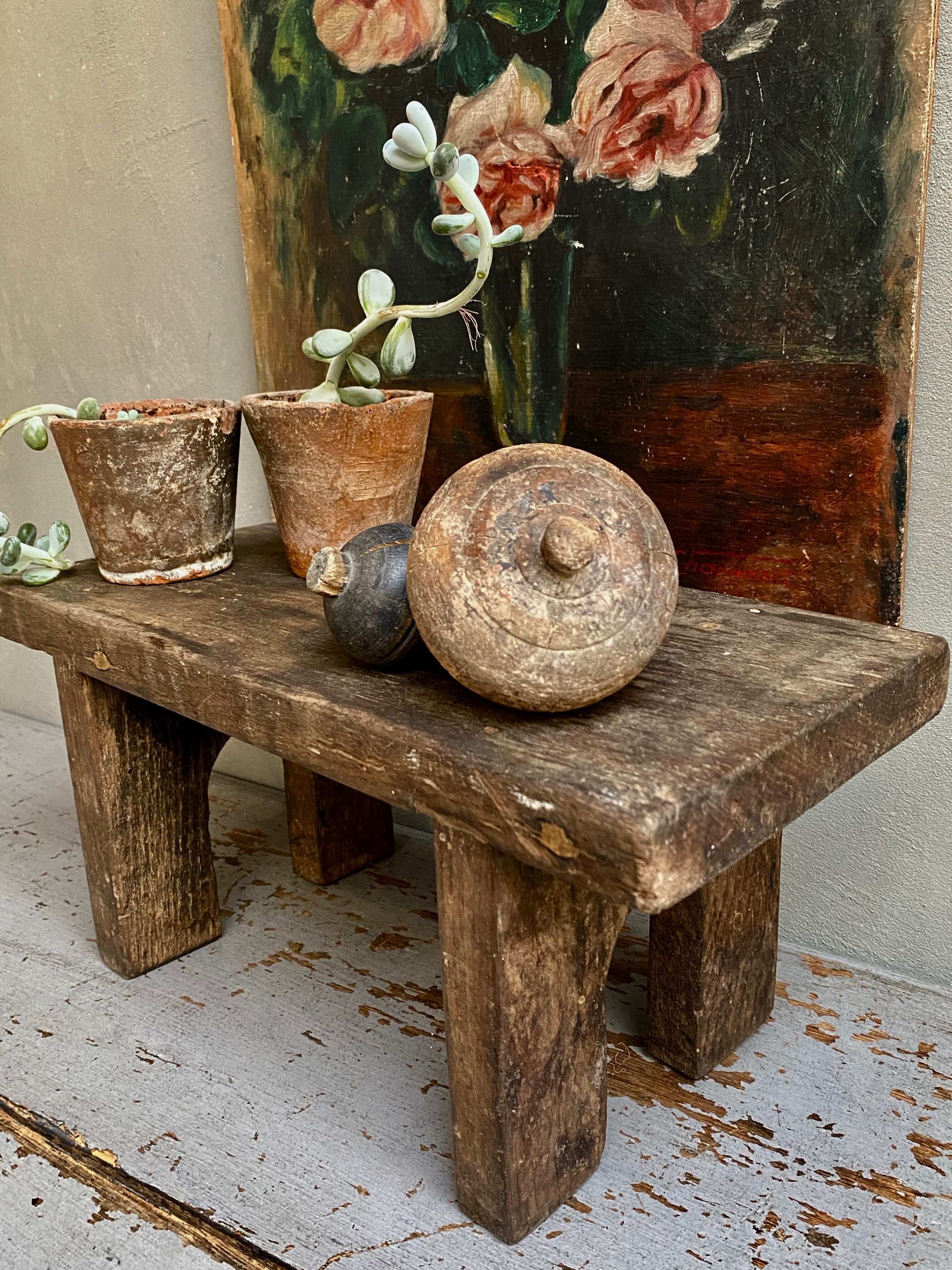 Bench made of raw wood
