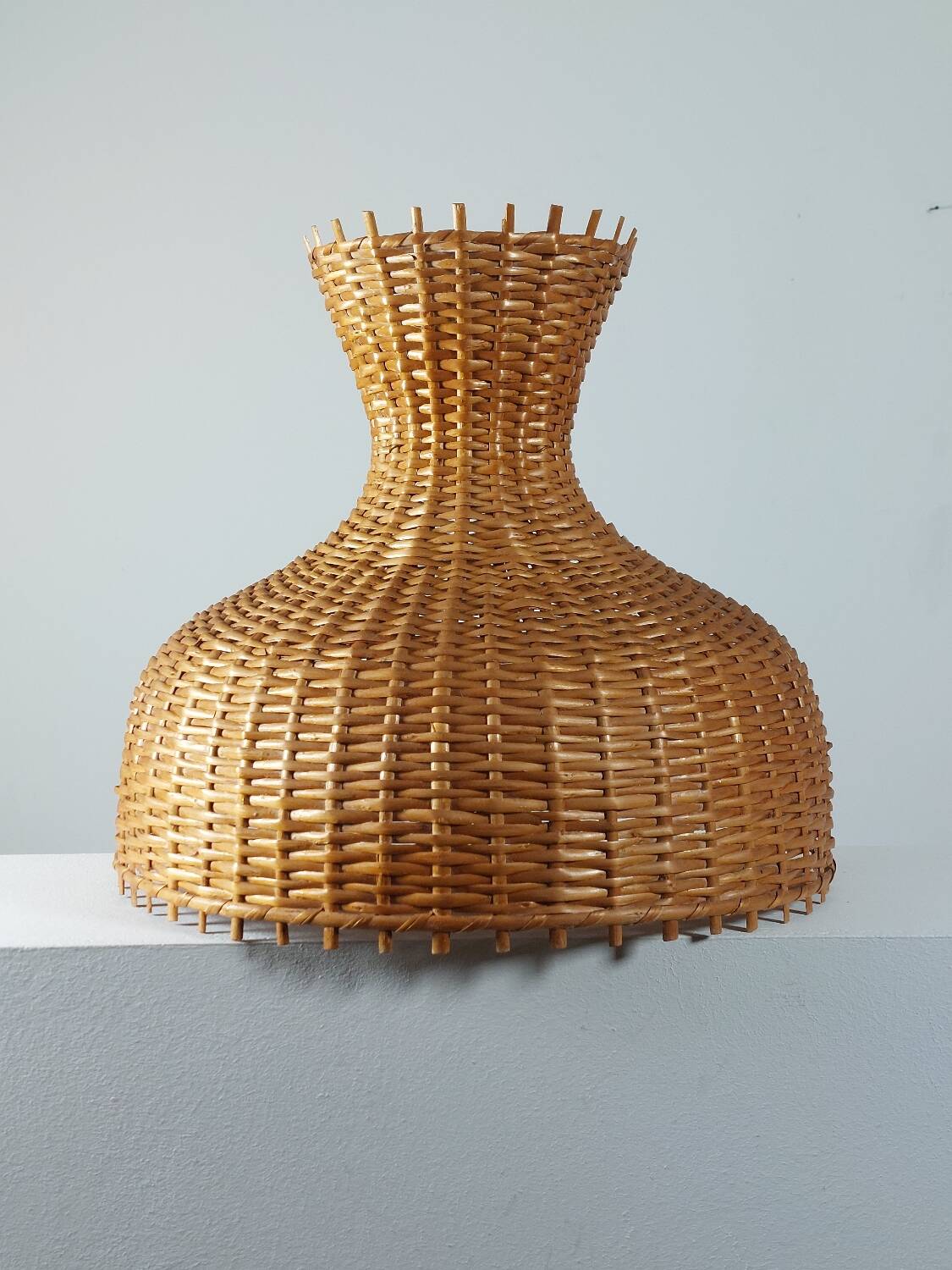 Vintage rattan lampshade from the 70s, mid-century style.