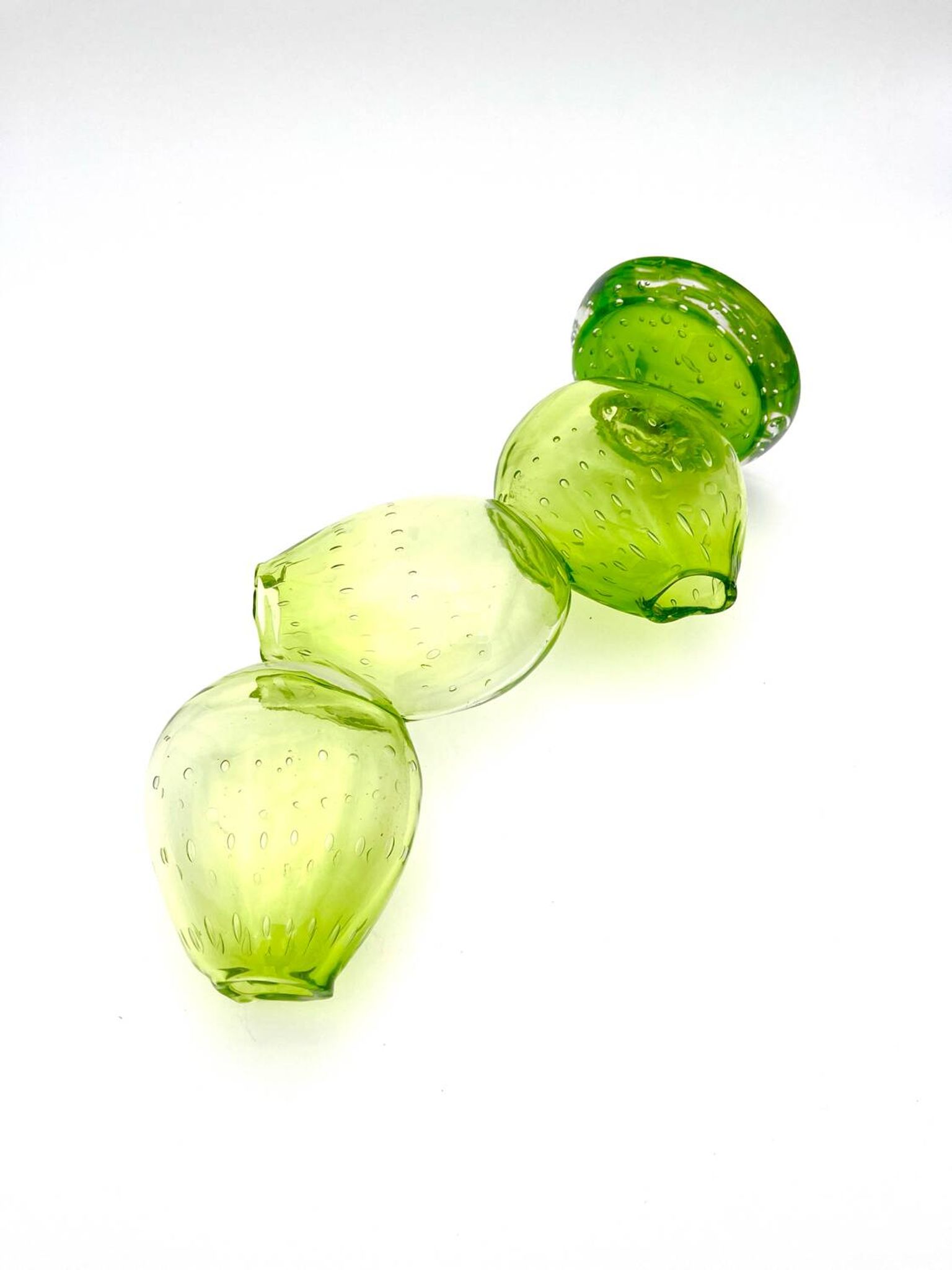 Vase Cactus Sculptural - Murano - Verre Bullicante - Vert vibrant