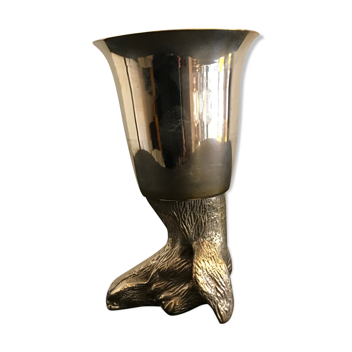 Calice or silver metal glass with dog's head 19th century