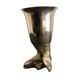 Calice or silver metal glass with dog's head 19th century