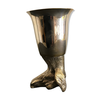 Calice or silver metal glass with dog's head 19th century