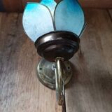 Wall lamp lotus flower petal blue mother-of-pearl base gold patinated dp 1123218