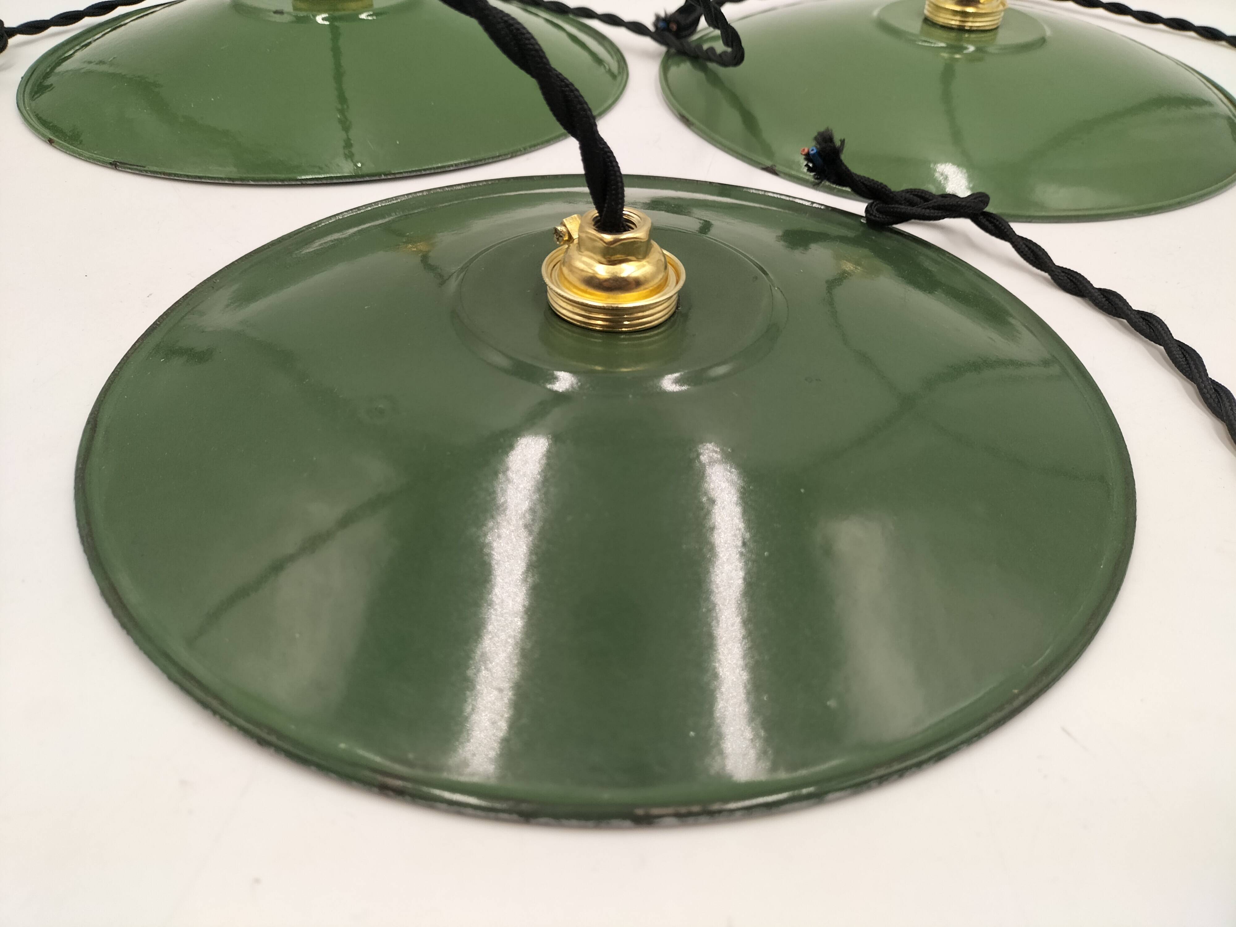 Enameled sheet metal pendant lights