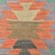 Tapis Kilim fait main en laine et coton vert et rouge