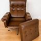 Vintage Danish mid-century brown leather swivel chair 1970s