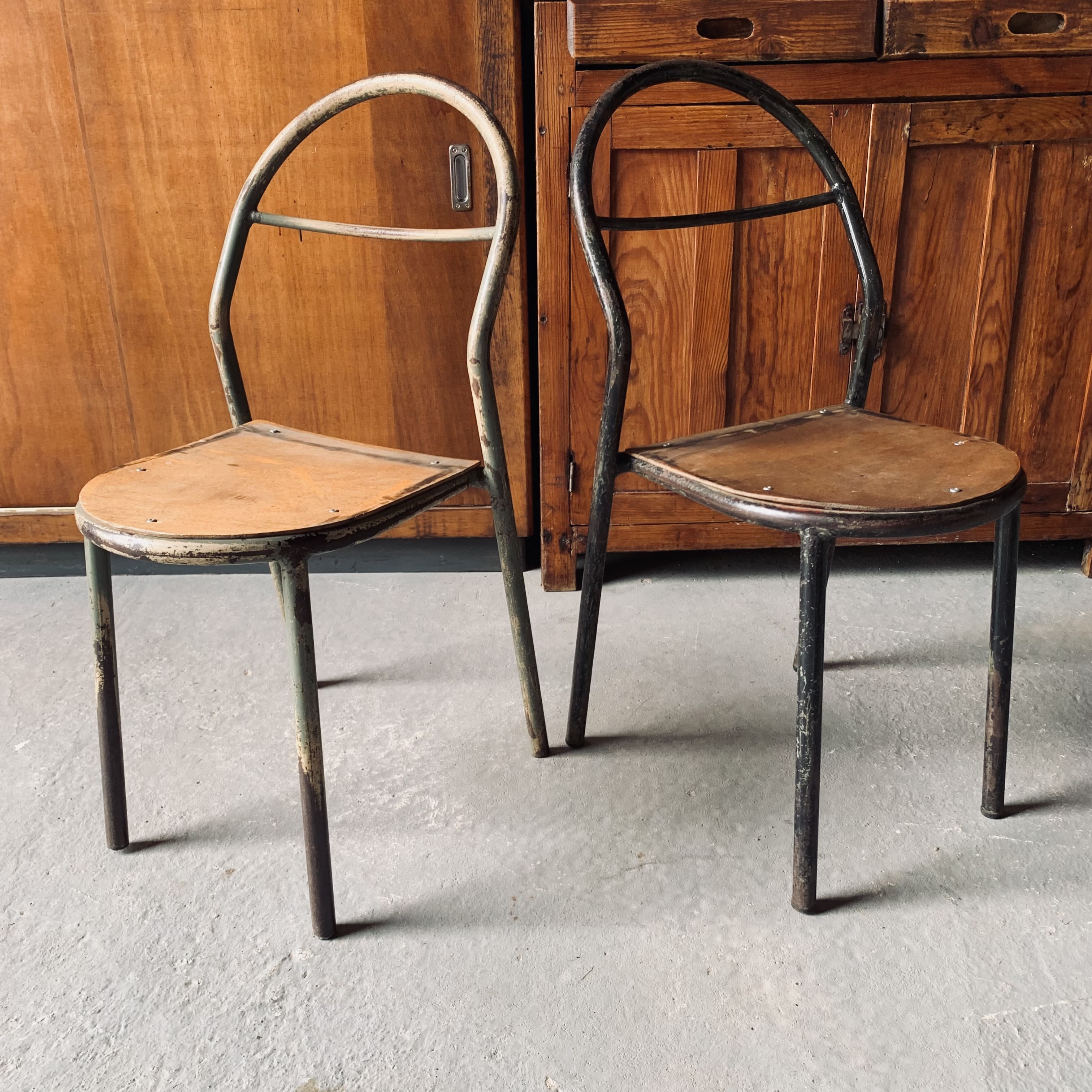 Set of 2 Mobilor chairs - 1950's - metal and wood