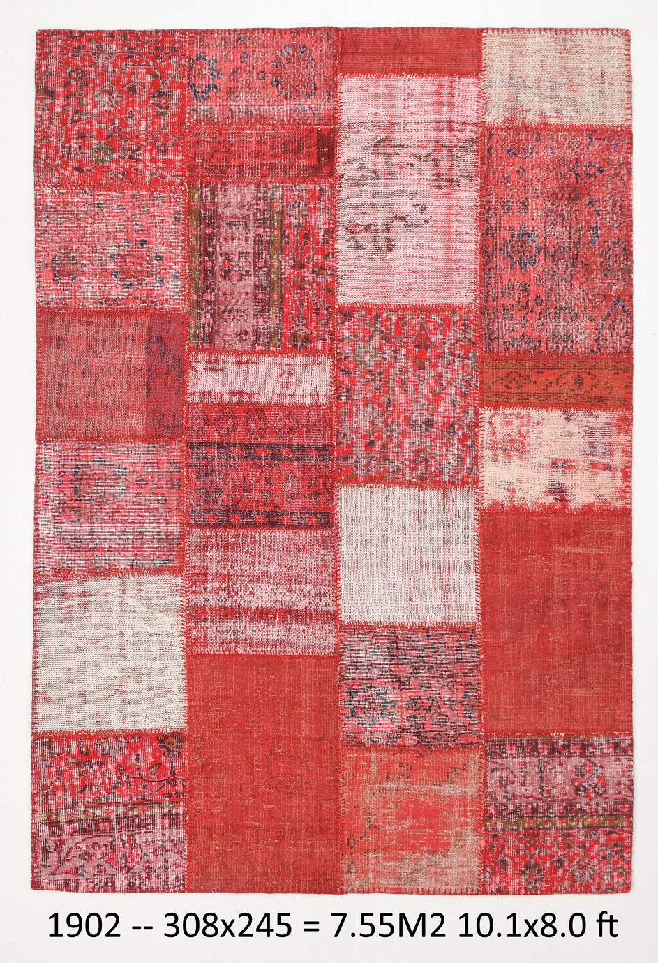 Tapis patchwork vintage en laine faite à la main 245x168cm
