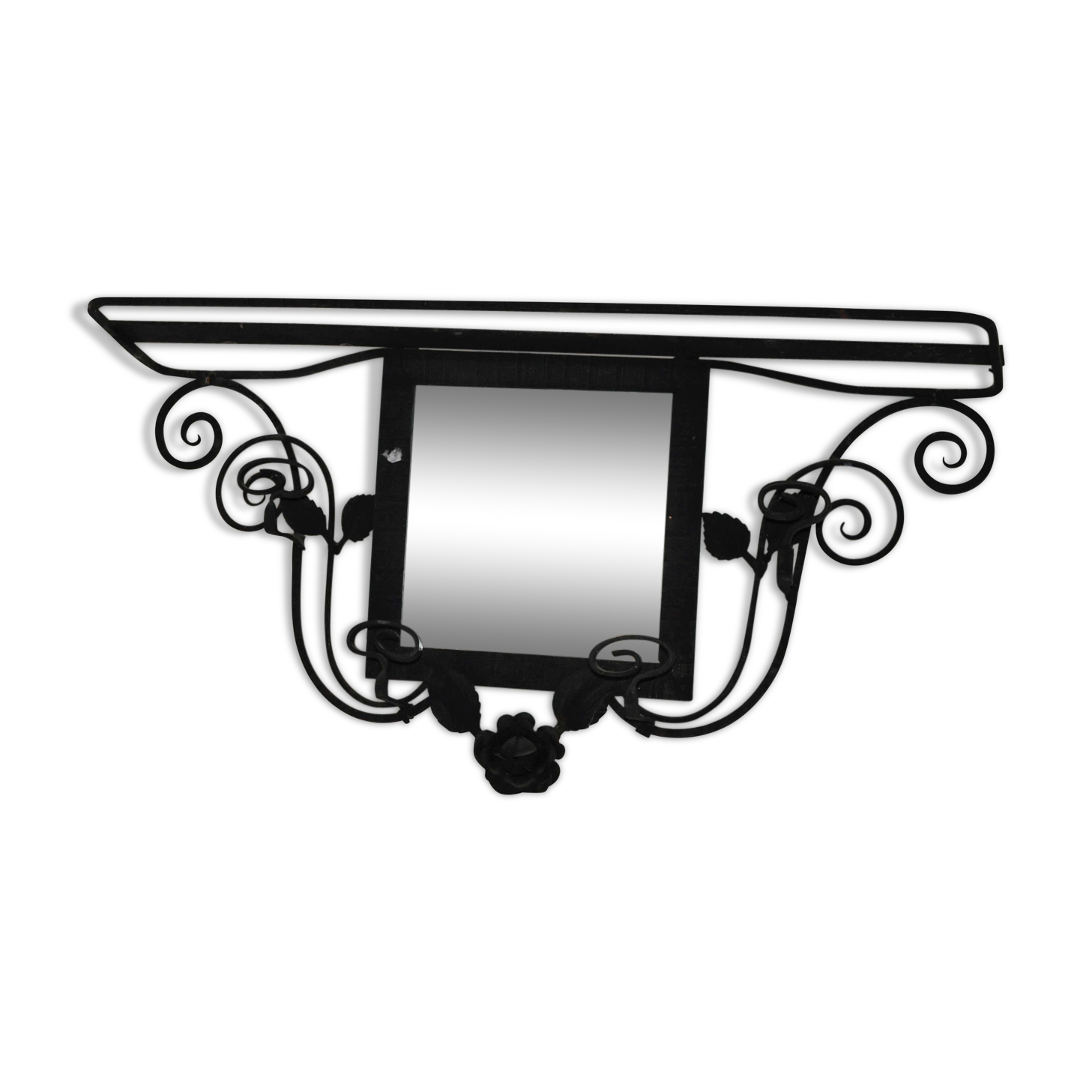 Coat rack wrought iron mirror