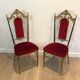 Suite de 4 chaises en laiton et velours rouge