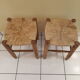 Pair of stools savoyards"wood and straw 1960