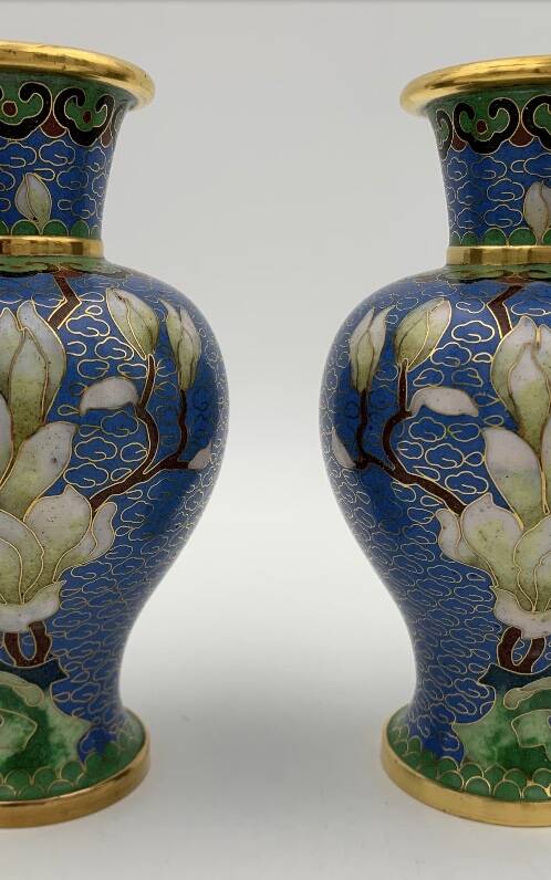Deux vases vintage émail cloisonné chinois - années 1970-1980