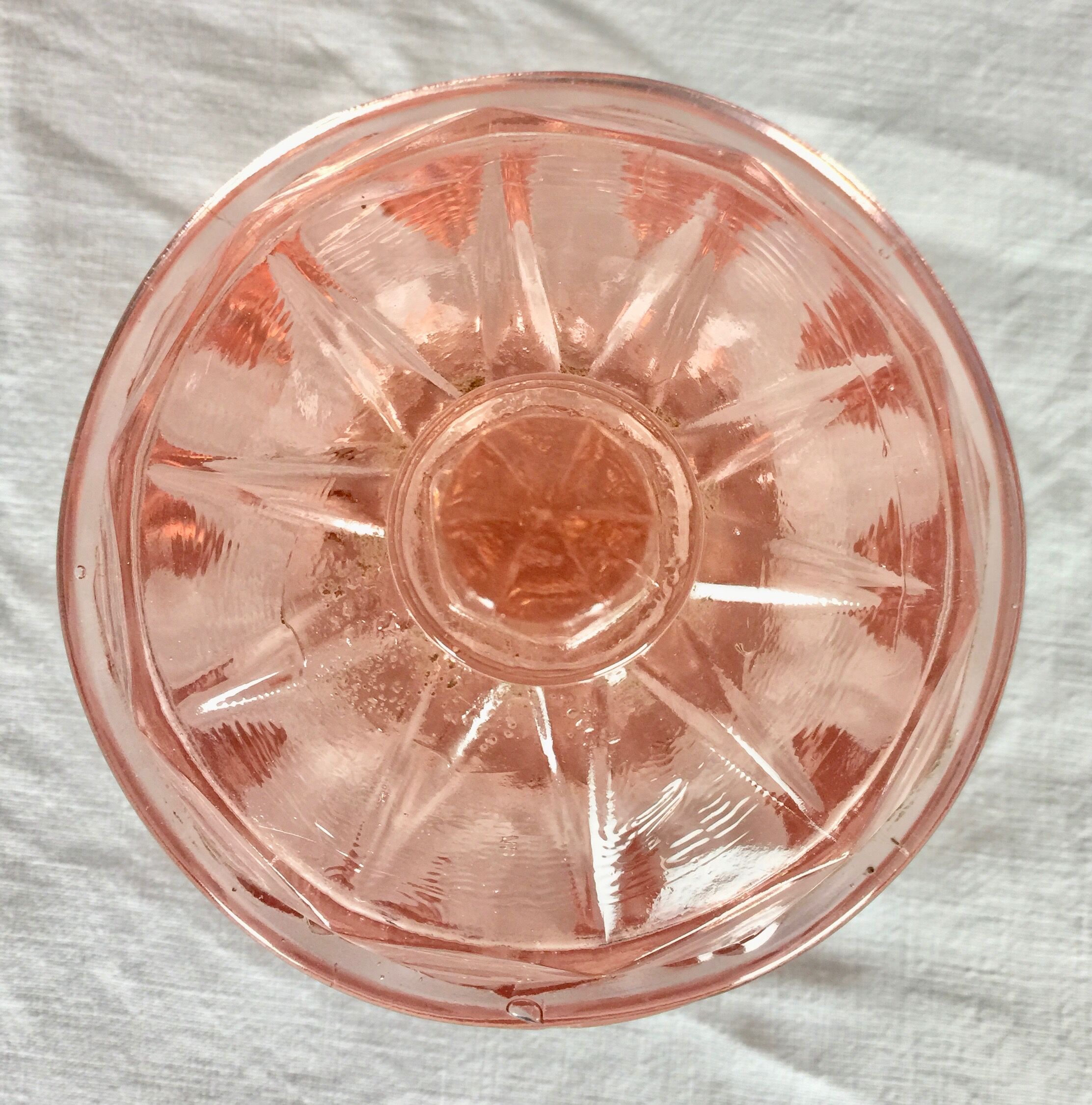 40s pink glass candy box