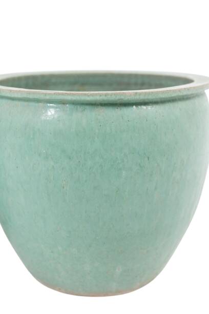 Pair of large glazed terracotta planters. 1950s.