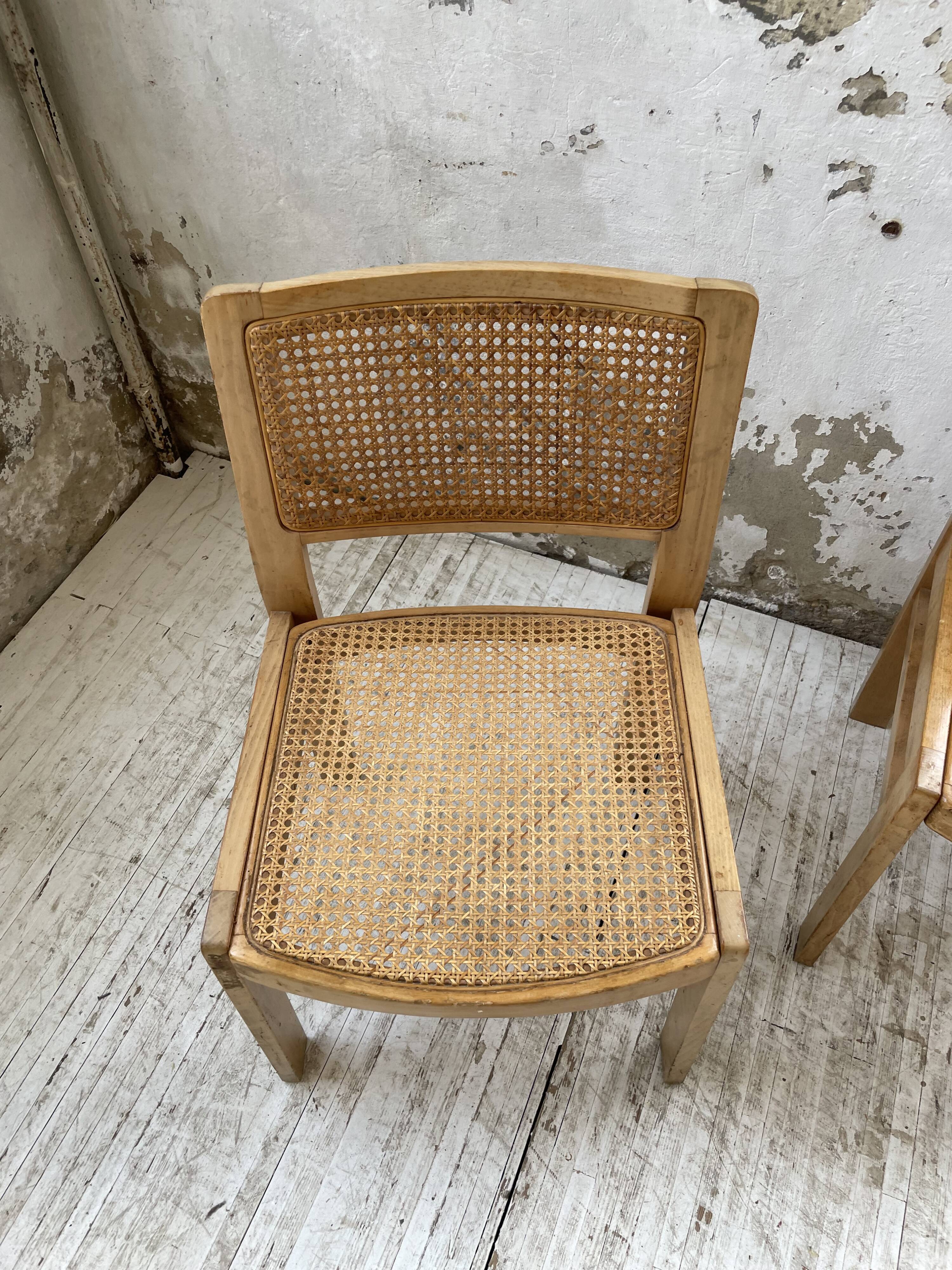 Pair of Baumann chairs beech and cannage